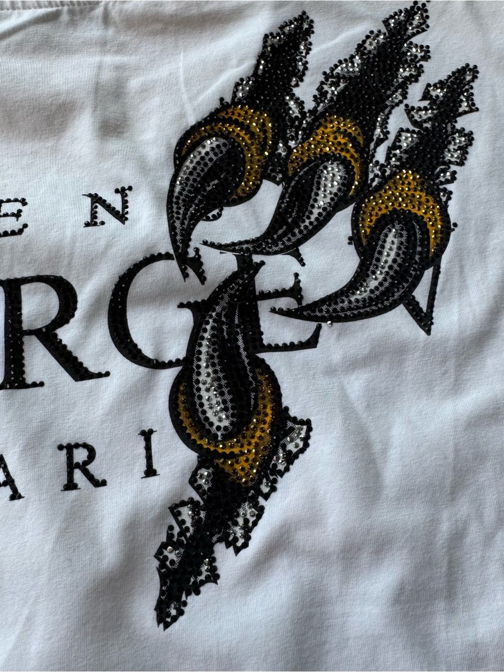 Avenue George V White Short-Sleeve Tee rhinestone Colorful Headdress Graphic XXL - Picture 9 of 10
